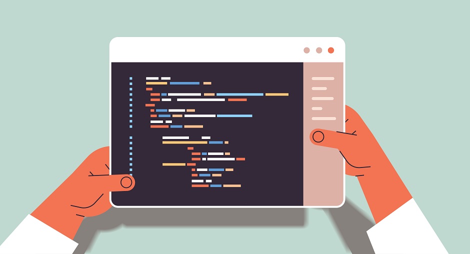 web developer hands using tablet pc creating program code development of software and programming